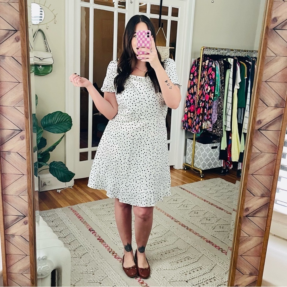 NEW Loft Linen Polka Dot Tie Back Mini Dress
